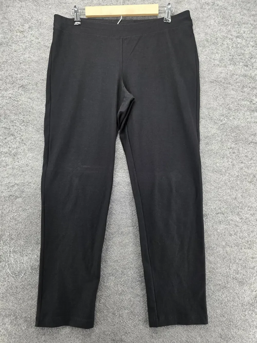 Eileen Fisher Leggings Womens M Black Ankle Viscose Nylon Spandex Elastic Waist